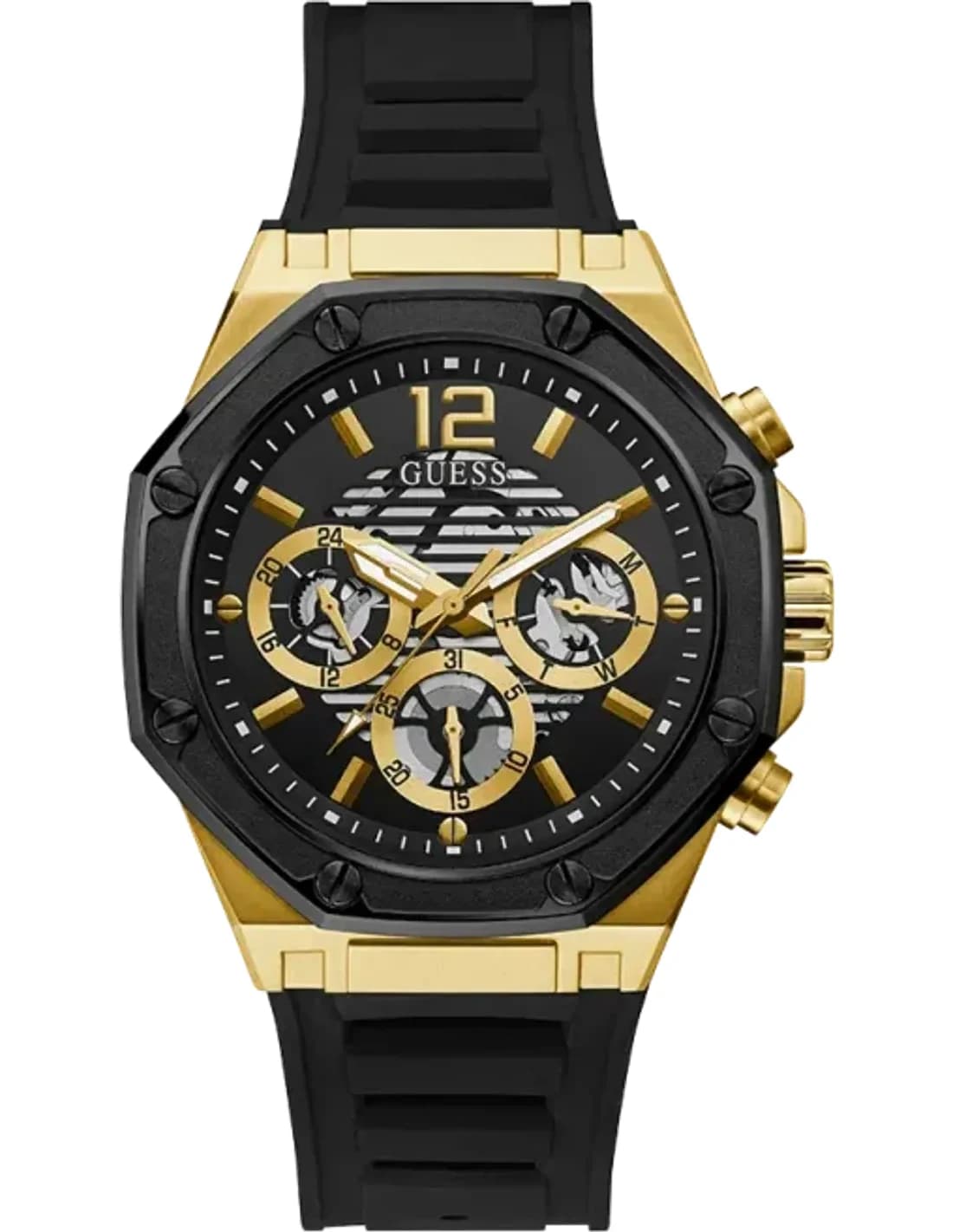Montre Homme Guess Gold Tone 44mm Case GW0263G1 Cadran noir multifonction