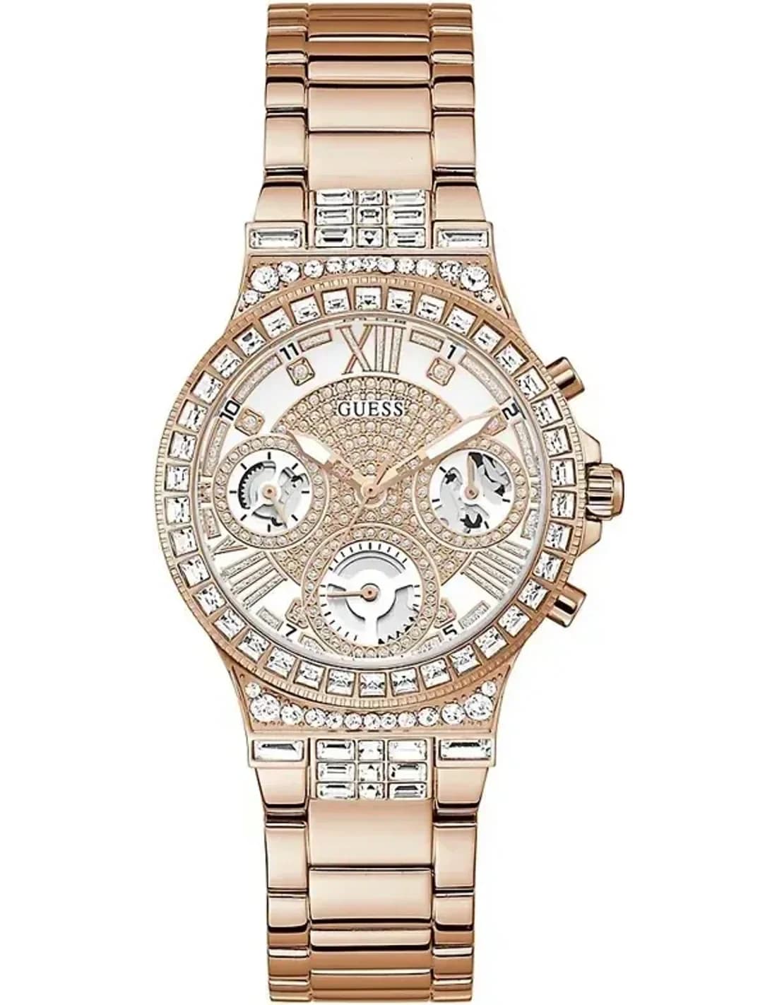 Montre Femme Guess Moonlight GW0320L3 Acier Rose Gold et Lunette Strass