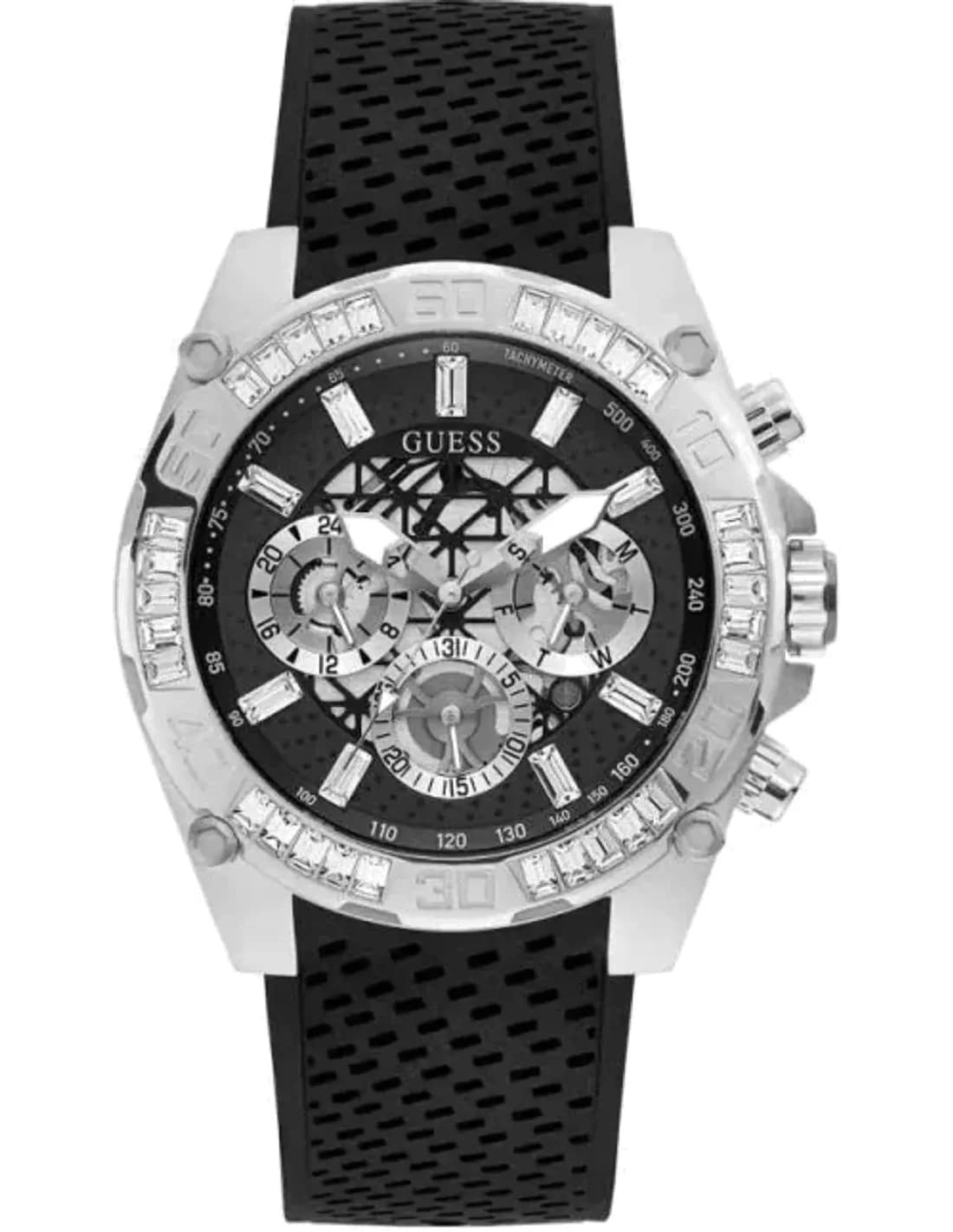 Montre Homme Guess Trophy GW0333G1 bracelet silicone noir cadran multifonction