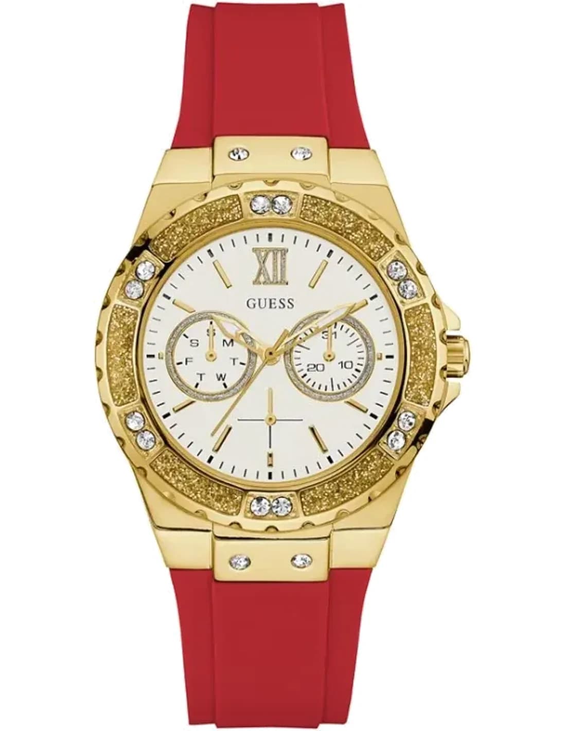 Montre Guess Glitz GW0431L1 Multifonction bracelet Silicone Rouge