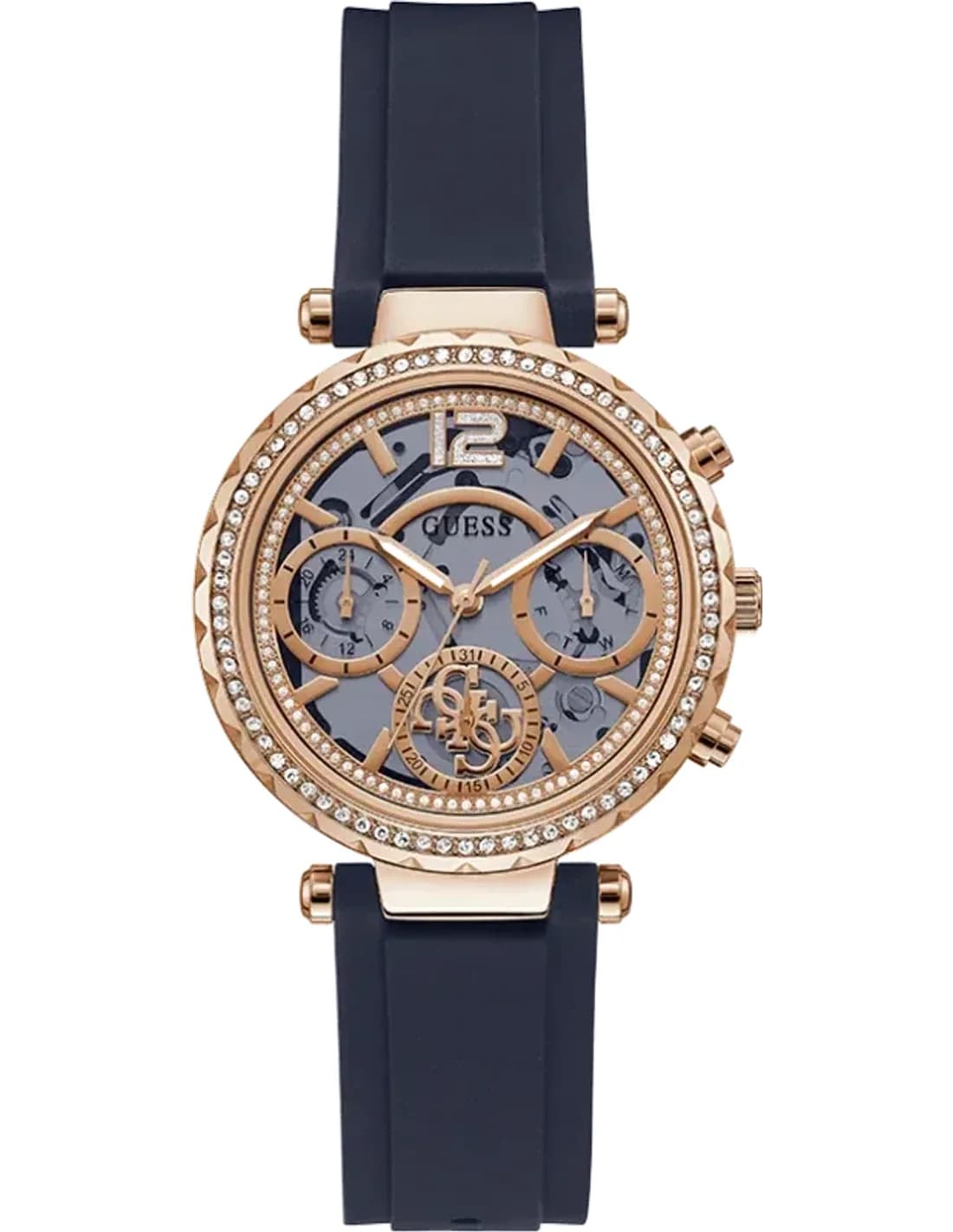 Montre Femme Guess GW0484L2 Cadran squelette bracelet en silicone noir