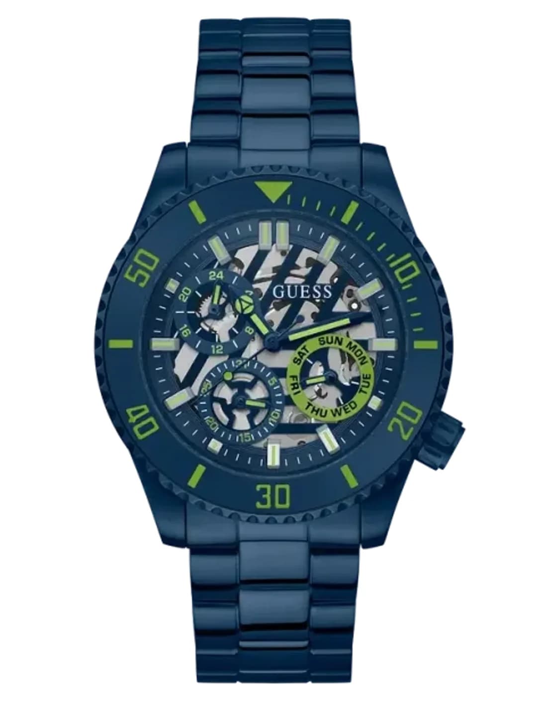 Montre Homme Axle Guess GW0488G4 bracelet acier bleu cadran squelette