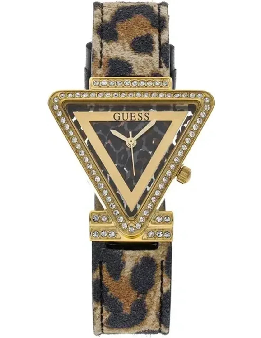 Montre Femme Guess Fame GW0504L3 bracelet cuir léopard boîtier doré avec strass