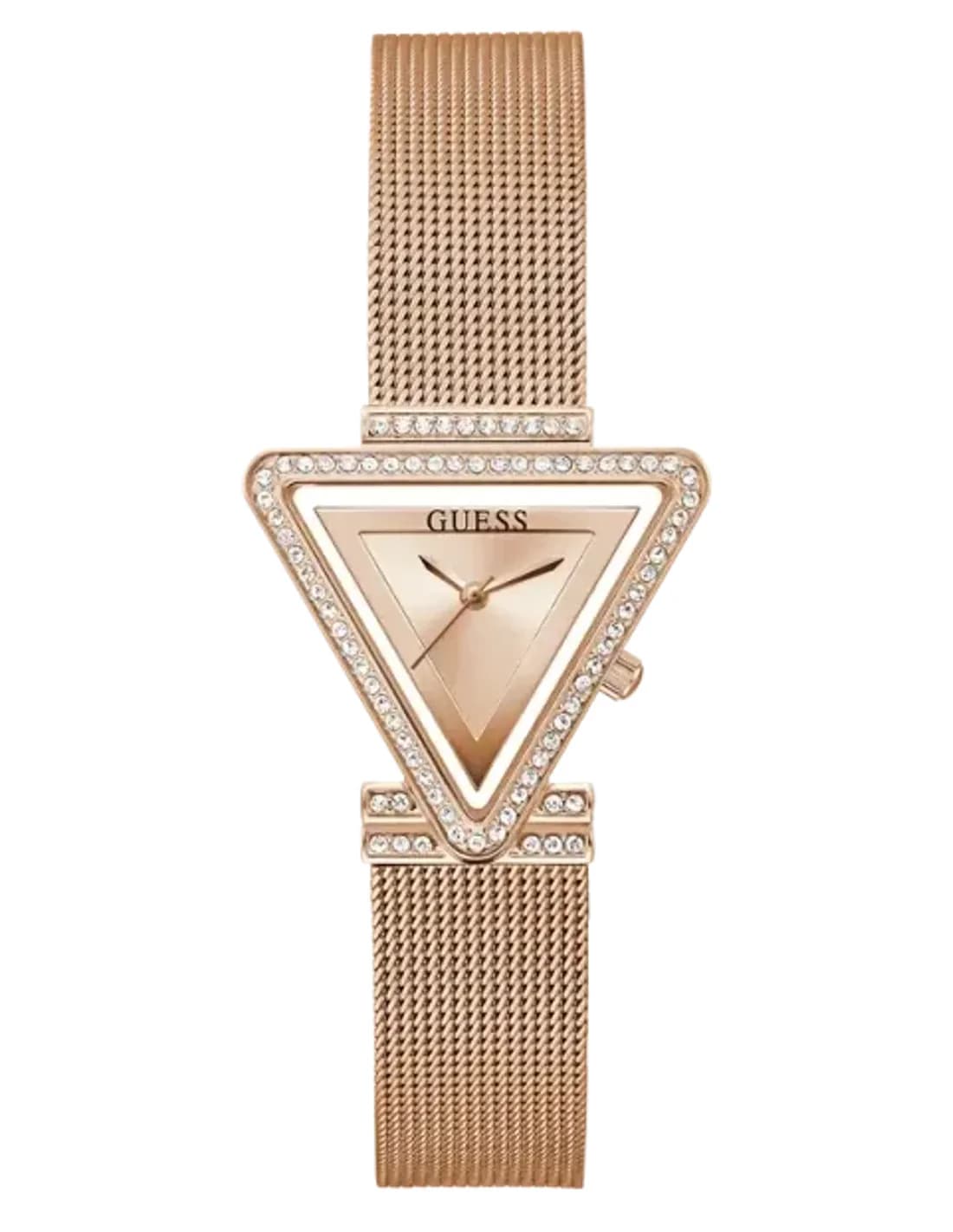 Montre Femme Guess GW0508L3 bracelet or rose boitier triangle orné de strass