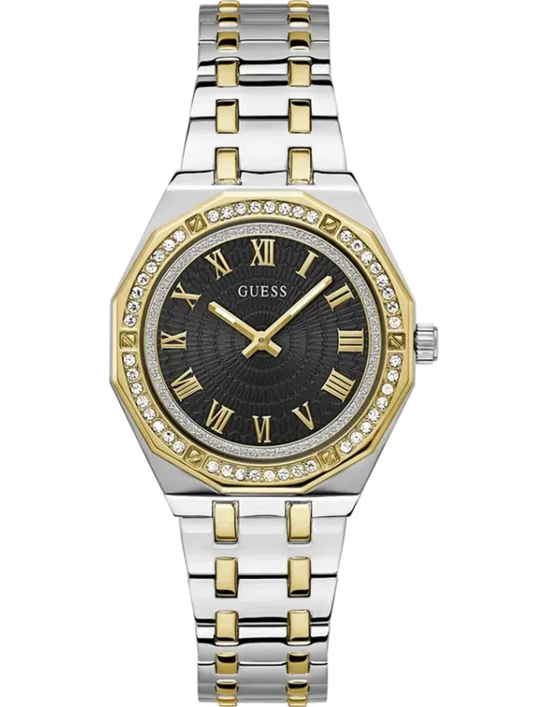 Montre Femme Guess GW0770L4 Acier Bicolore Cadran Noir Guilloché