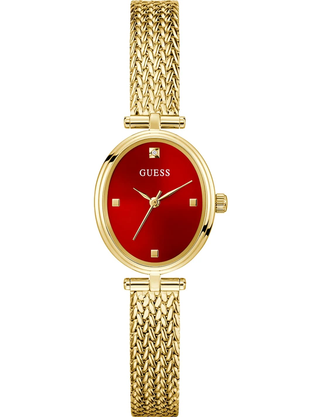 Montre Femme Guess Ruby GW0935L4 cadran rouge bracelet maille milanaise
