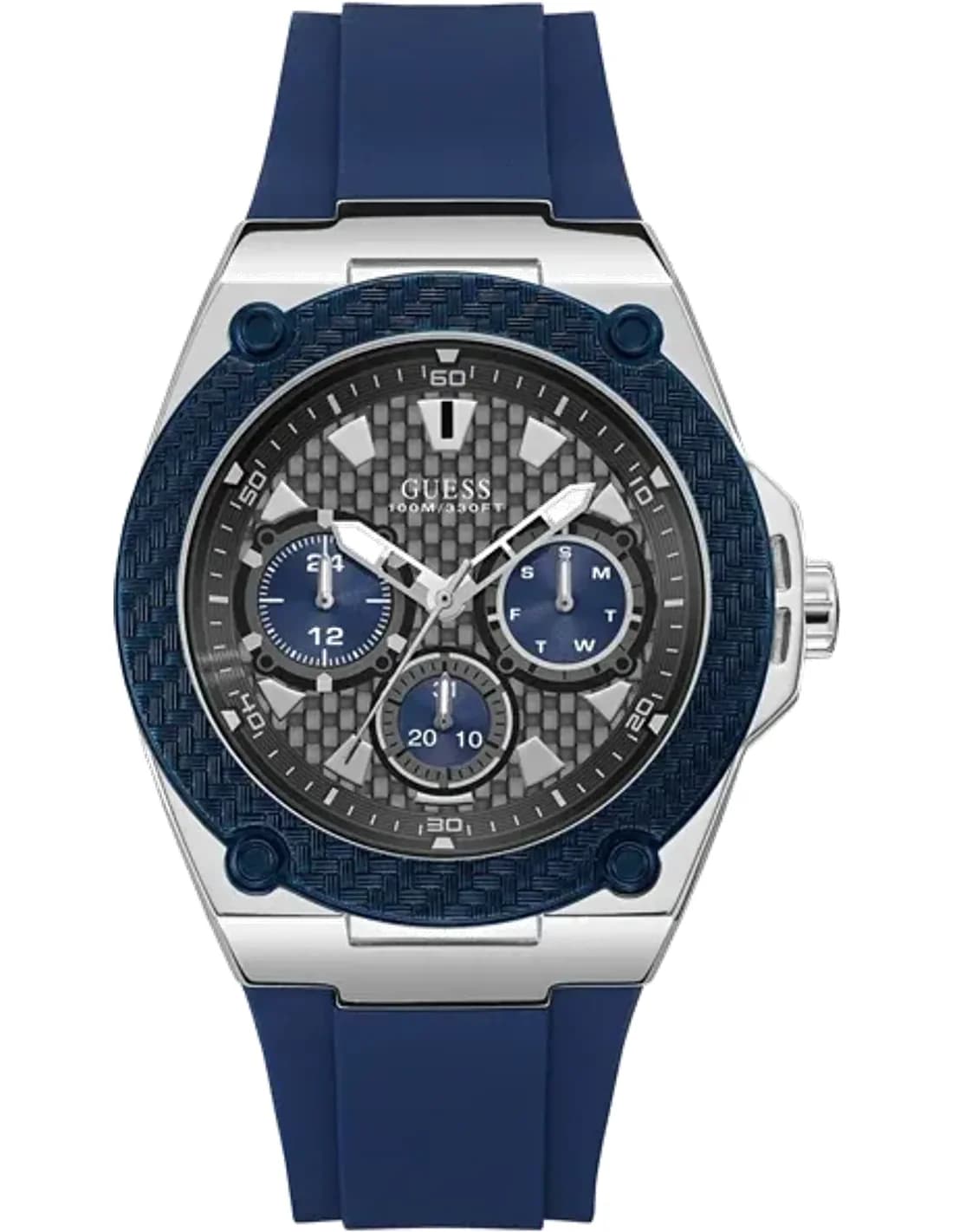 Montre Homme Guess Legacy W1049G1 bracelet silicone bleu cadran multifonction