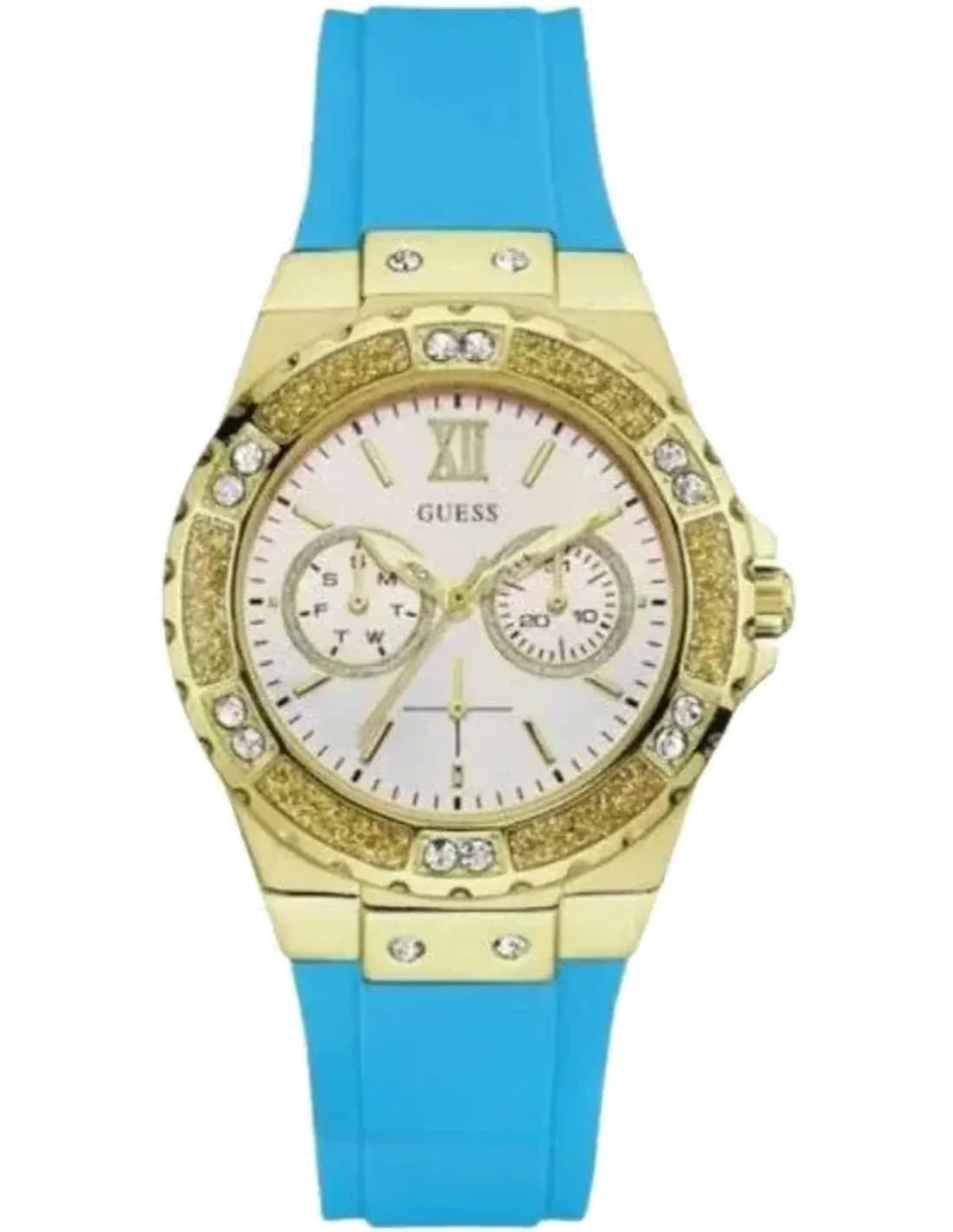 Montre Guess Limelight W1053L6 bracelet silicone bleu turquoise