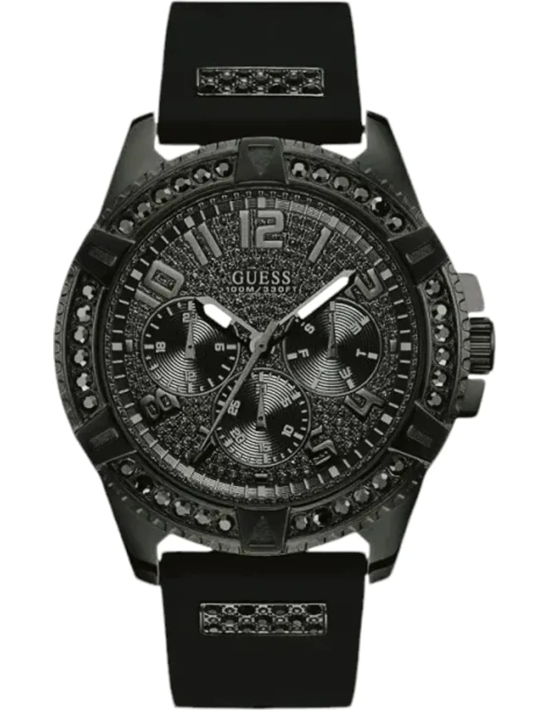 Montre Homme Guess Frontier W1132G3 bracelet noir en silicone cadran multifonction