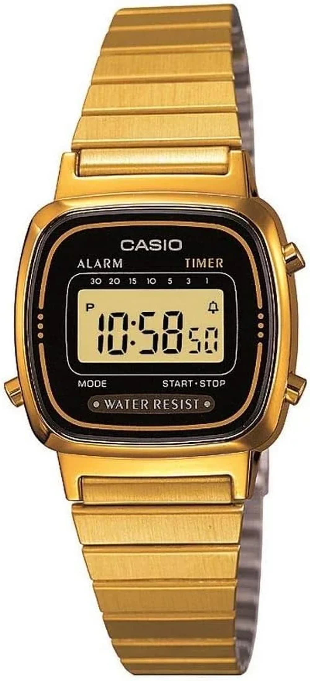 Montre Femme Casio LA670WEGA-1EF Digitale Dorée à Cadran Carré Noir