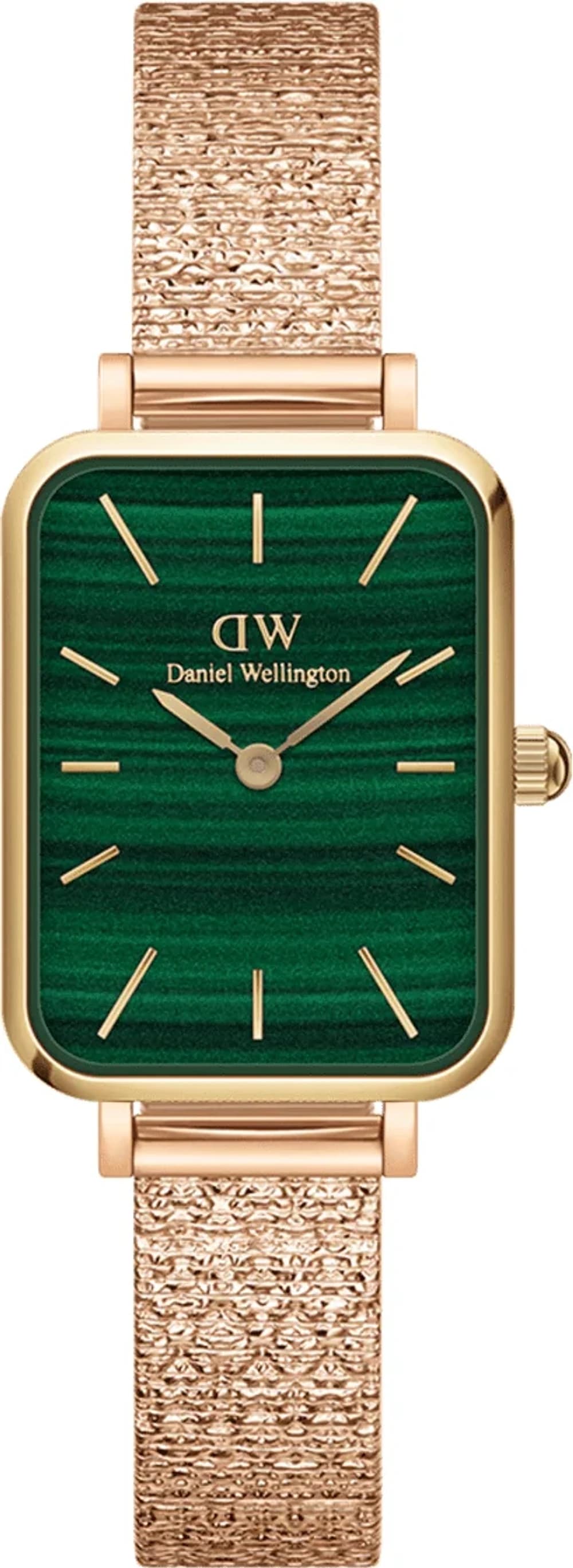Montre Daniel Wellington 109932 au cadran vert soleil, boîtier rosegold et style épuré féminin