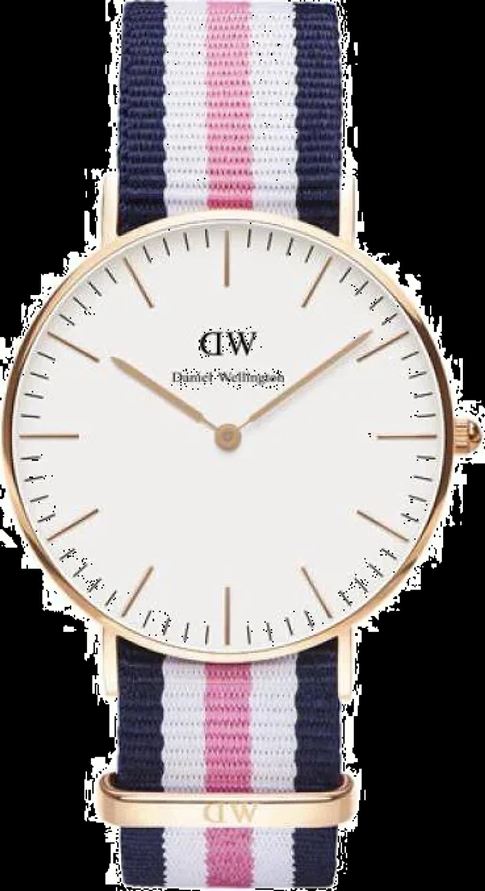 Montre unisexe Daniel Wellington DW00100034, cadran blanc, bracelet NATO tricolore