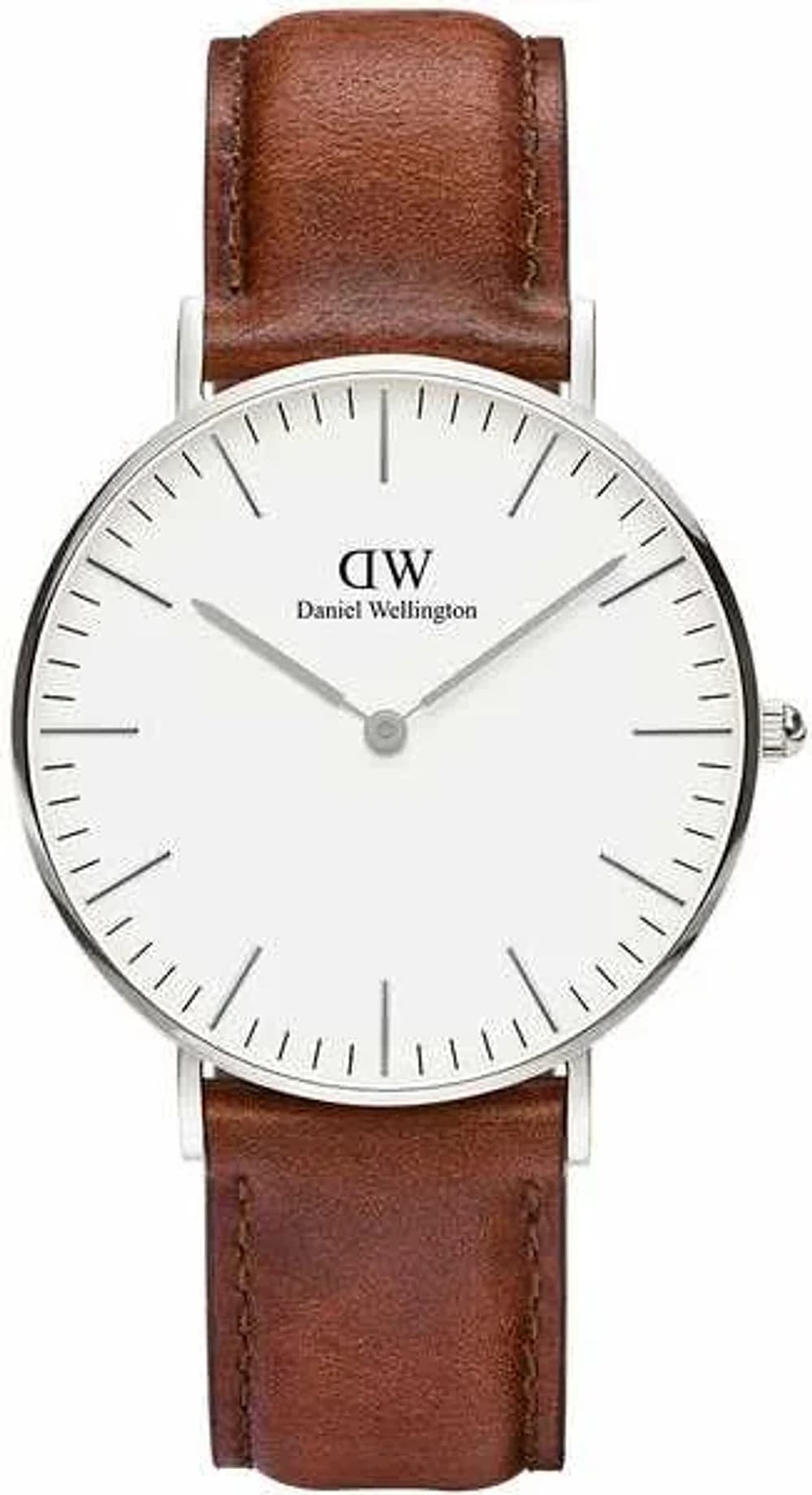 Montre unisexe Daniel Wellington DW00100052, cadran blanc, bracelet cuir marron classique