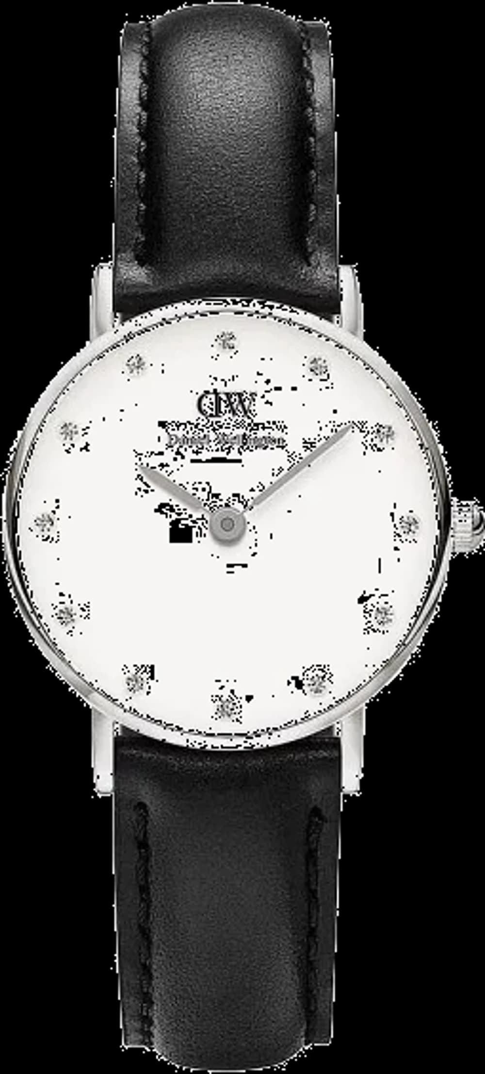 Montre femme Daniel Wellington DW00100068, cadran blanc, bracelet cuir noir, style classique