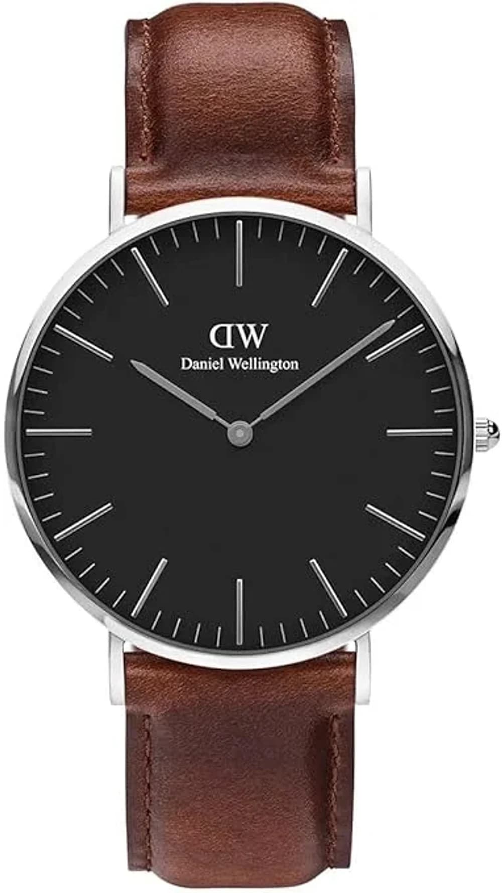 Montre Daniel Wellington DW00100130 Argentée Bracelet Cuir Brun 40mm