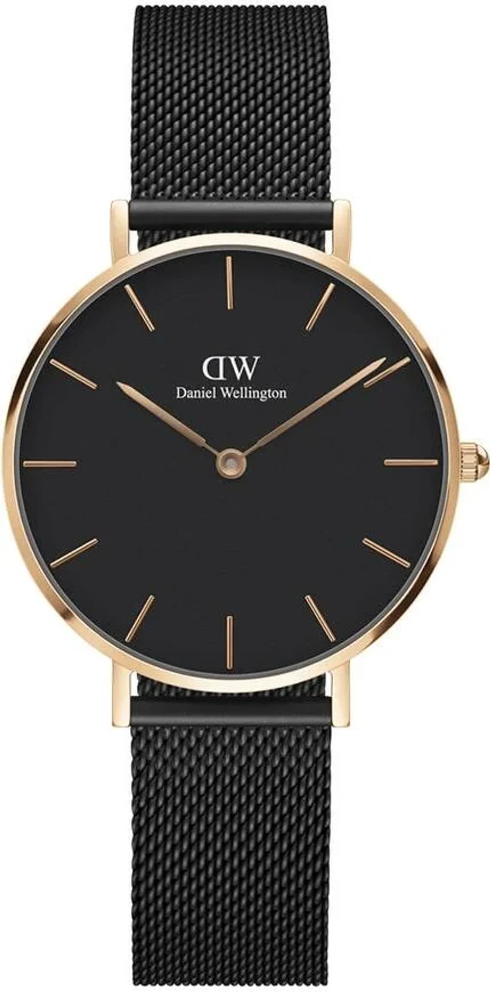 Montre Daniel Wellington DW00100201 femme cadran noir bracelet acier