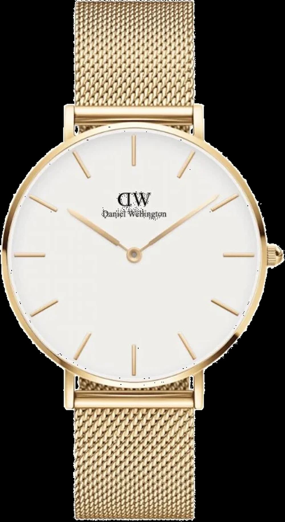 Montre femme Daniel Wellington DW00100346, cadran blanc, maille milanaise doré jaune