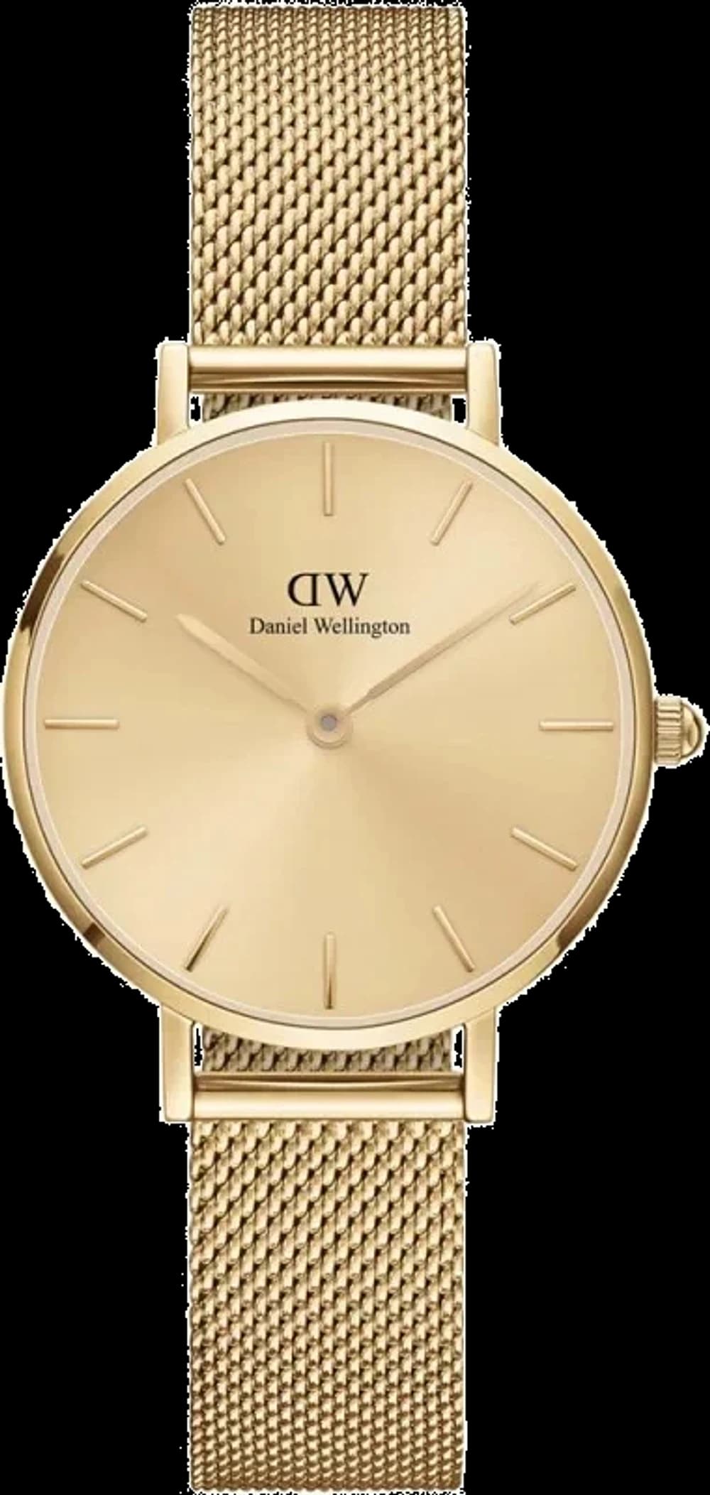 Montre femme Daniel Wellington DW00100475, cadran or, bracelet acier maille milanaise