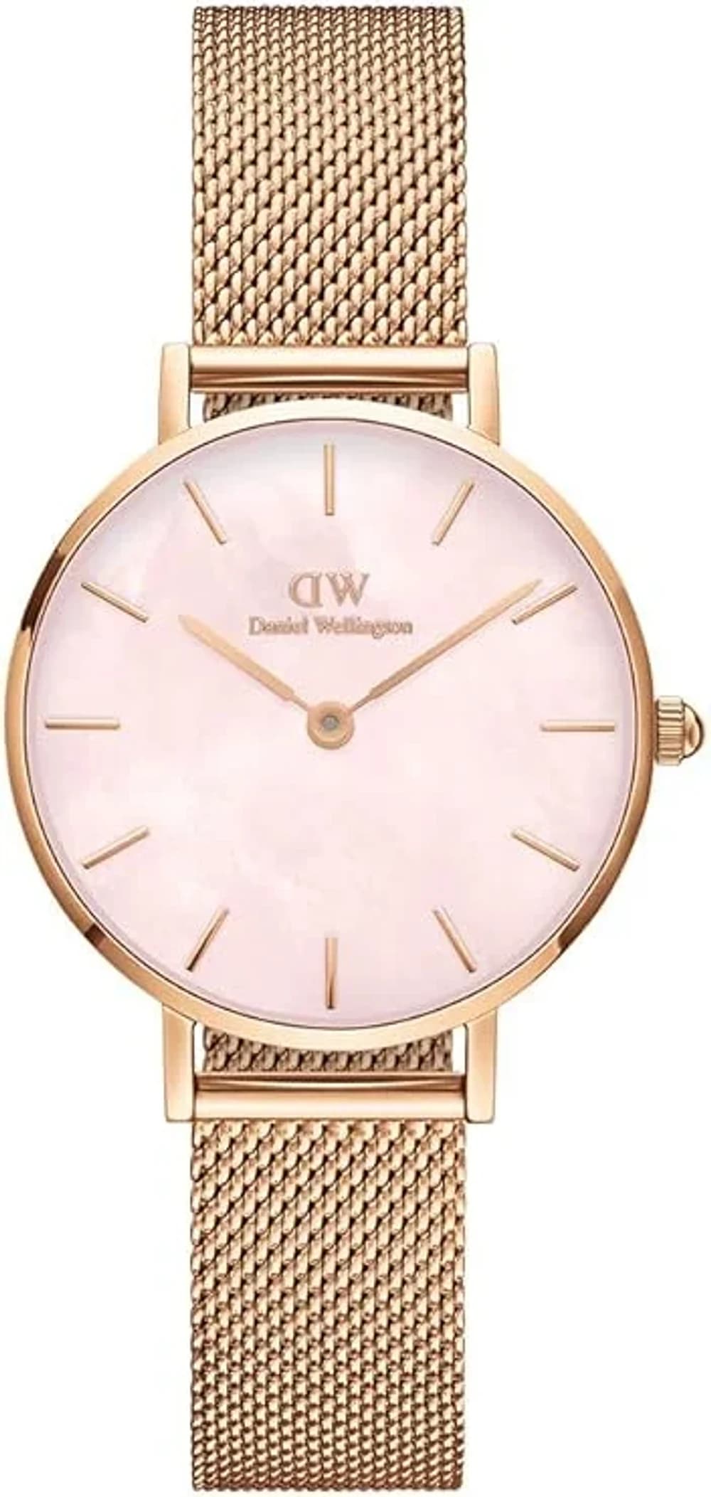 Montre femme Daniel Wellington DW00100513, cadran nacre rose sur maille milanaise