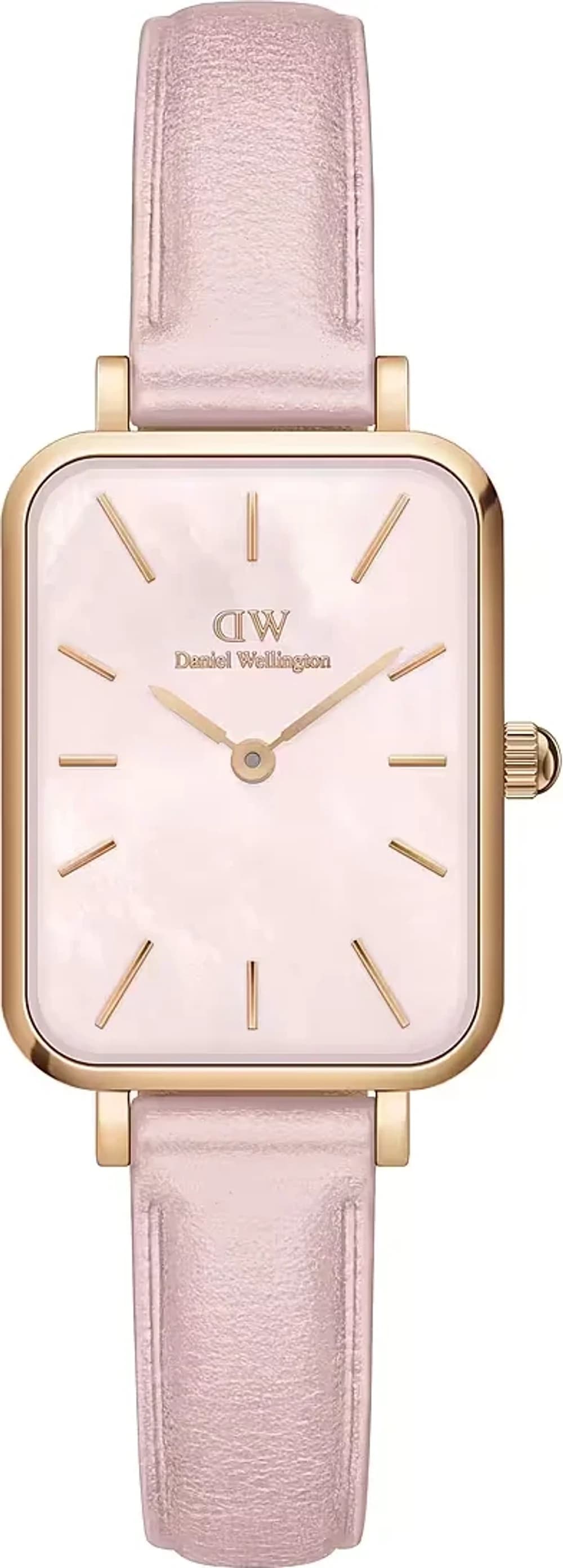 Montre femme Daniel Wellington DW00100636, cadran rose nacré, cuir, Quadro Cherry Blossom