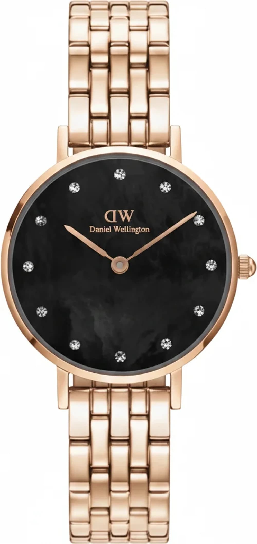 Montre femme Daniel Wellington DW00100660, cadran noir nacre sur bracelet acier