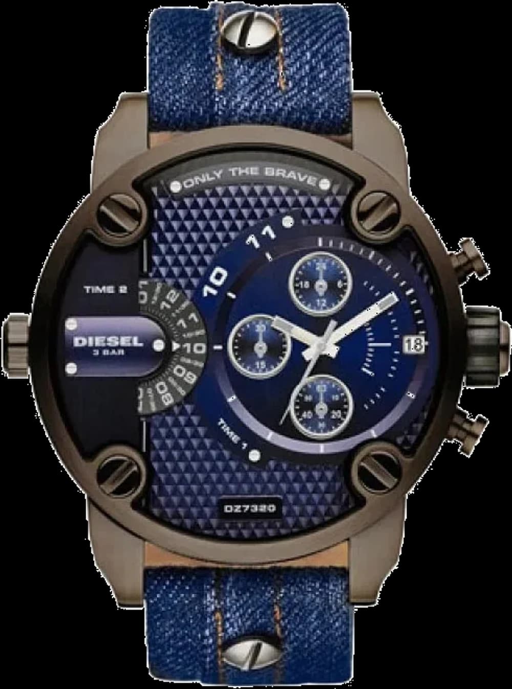 Montre Diesel DZ7320 Little Daddy Boîtier Marron et Bracelet Denim Bleu