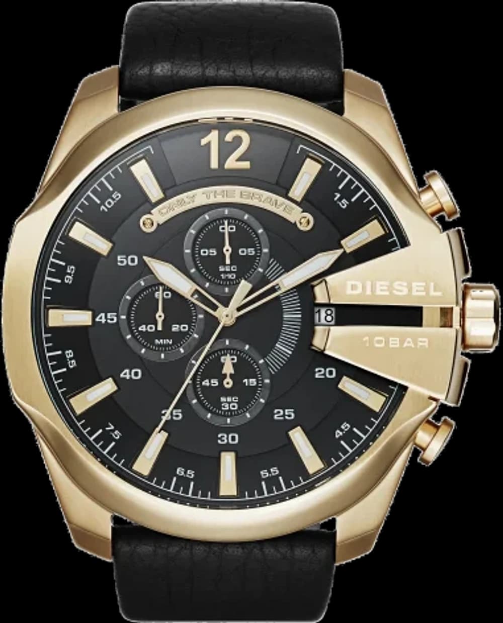 Montre homme Diesel DZ4344, cadran noir, bracelet cuir noir