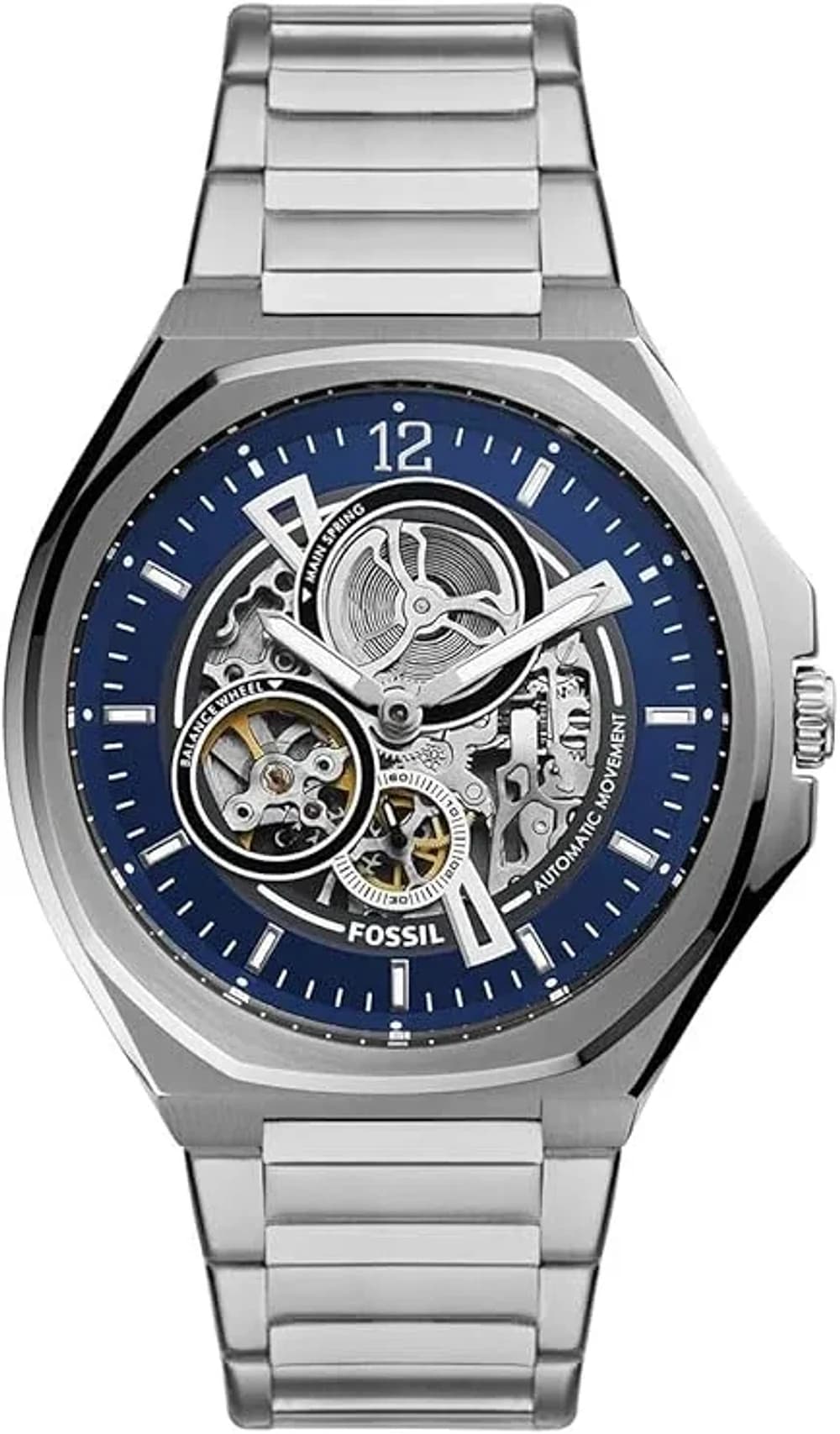 Montre Homme Fossil Evanston BQ2620 cadran bleu bracelet acier