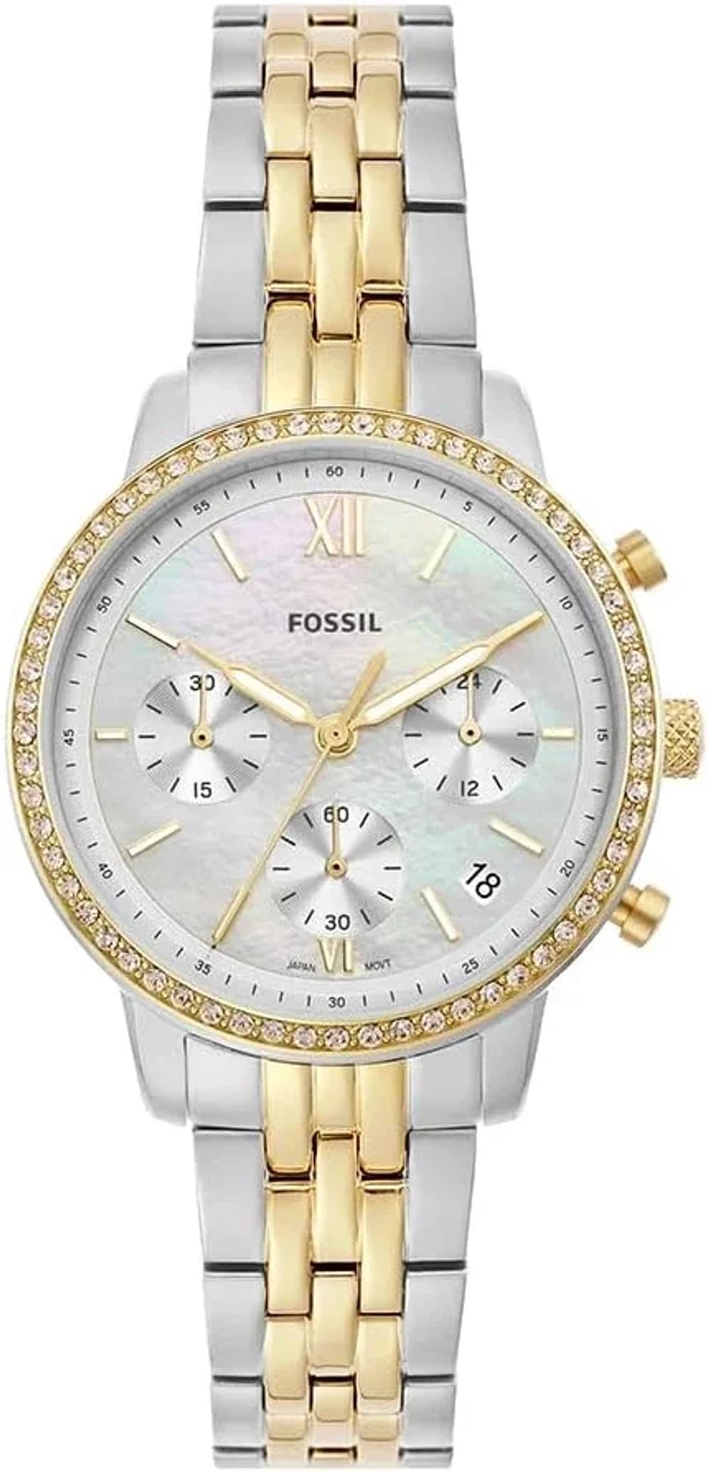 Montre Femme Fossil Neutra ES5216 cadran blanc nacré bracelet acier