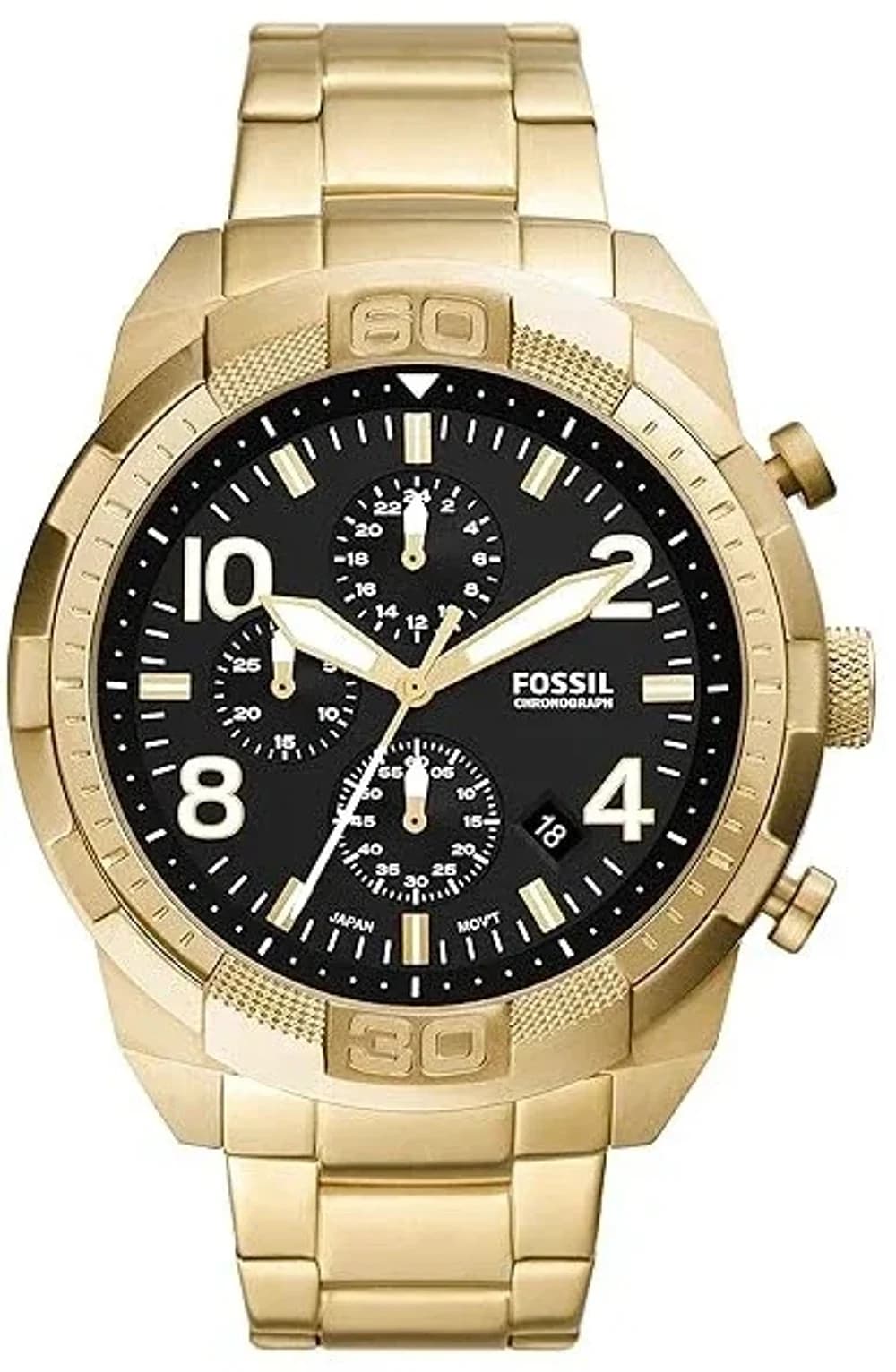 Montre Homme Fossil Bronson FS5877 cadran noir bracelet acier