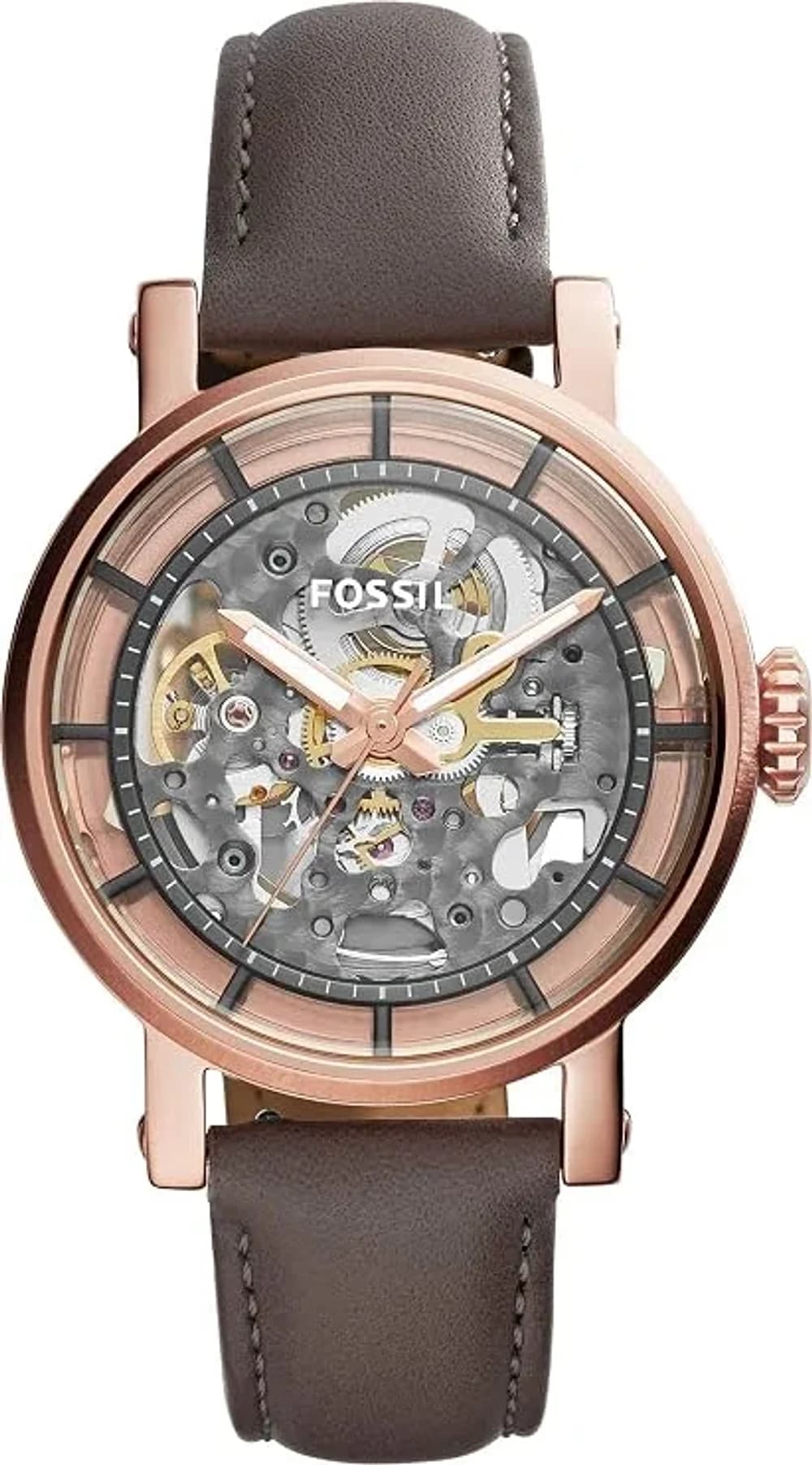 Montre Femme Fossil Boyfriend ME3089 Skeleton bracelet cuir marron