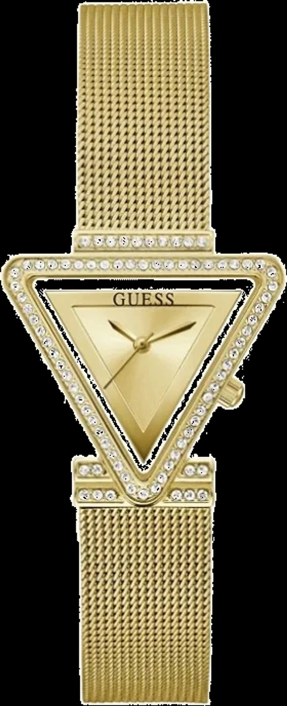 Montre Femme Guess Fame GW0508L2 bracelet doré boitier triangle orné de strass
