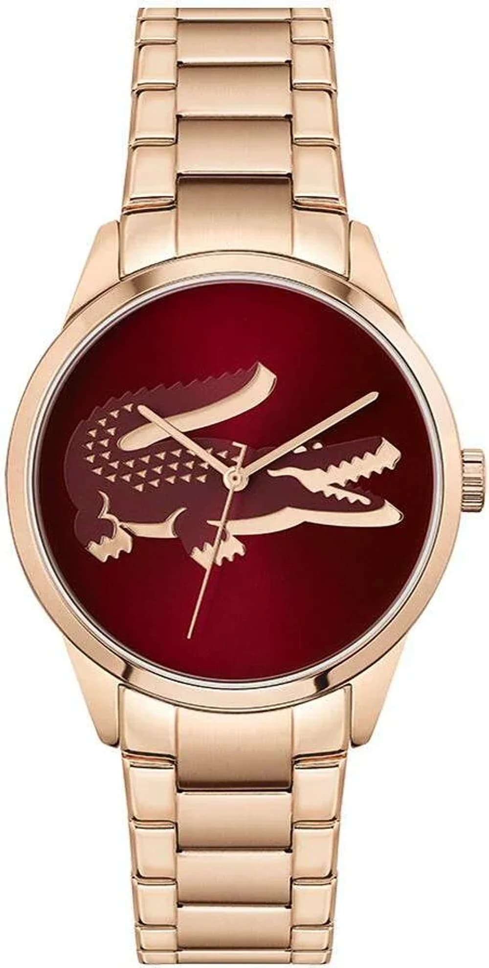 Montre Femme Lacoste Ladycroc 2001191 bracelet acier or rose cadran rouge
