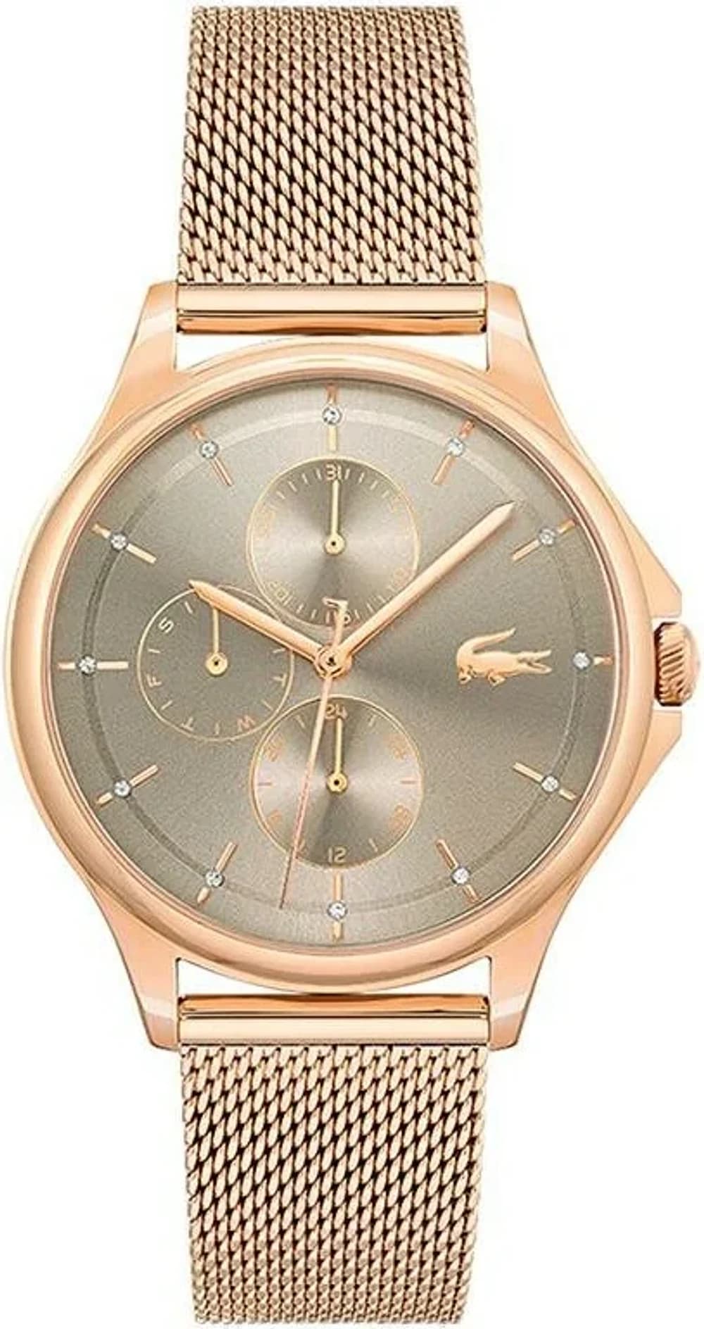 Montre Femme Lacoste Pleats 2001238 bracelet maille milanaise or rose cadran multifonctions