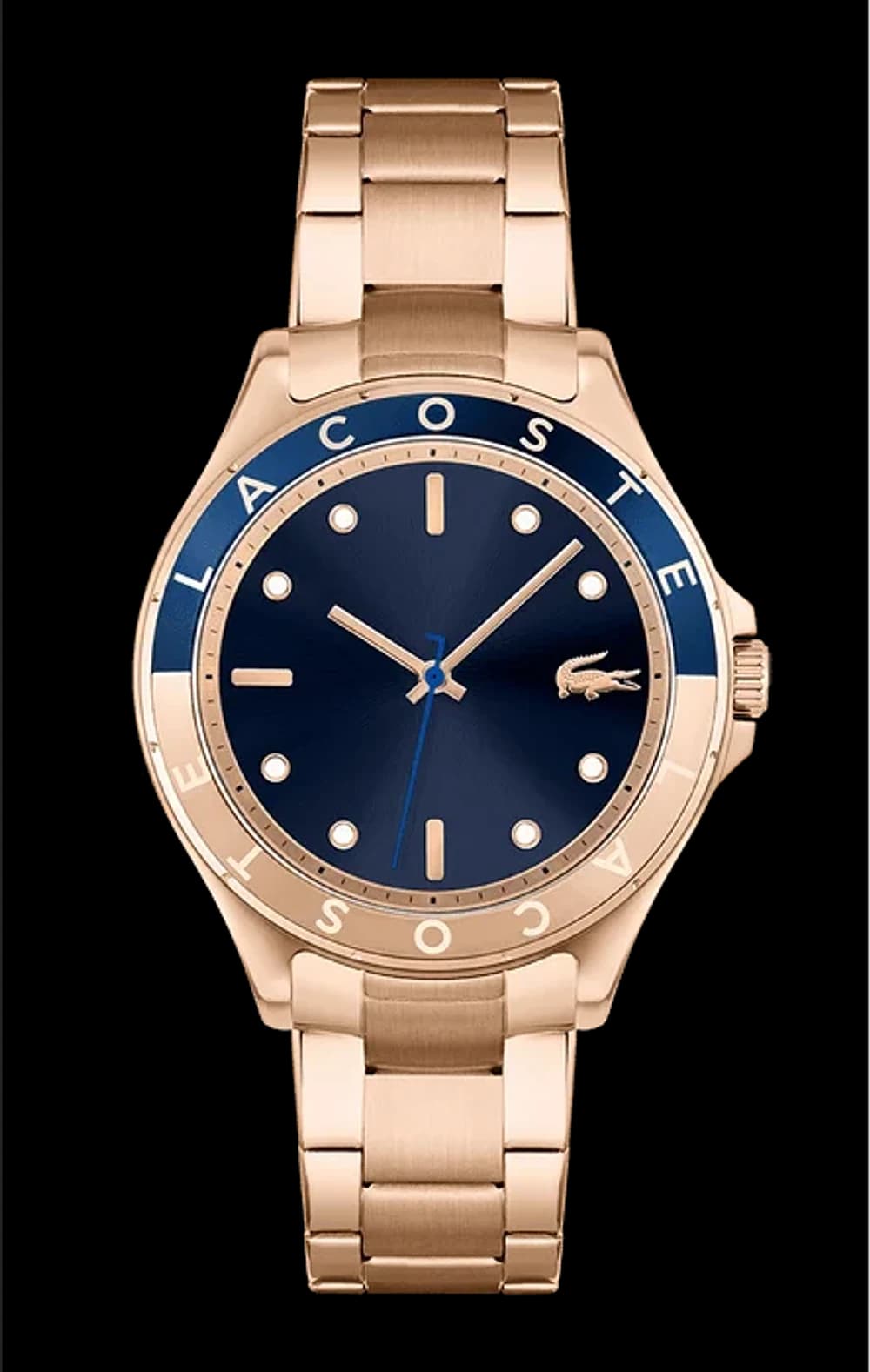 Montre Femme Lacoste Swing 2001268 bracelet acier or rose cadran bleu