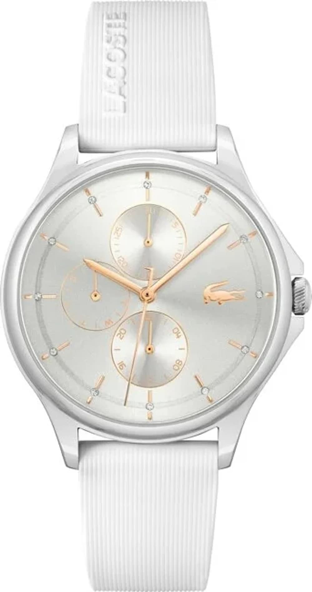 Montre Femme Lacoste Pleats 2001235 bracelet silicone blanc cadran multifonctions