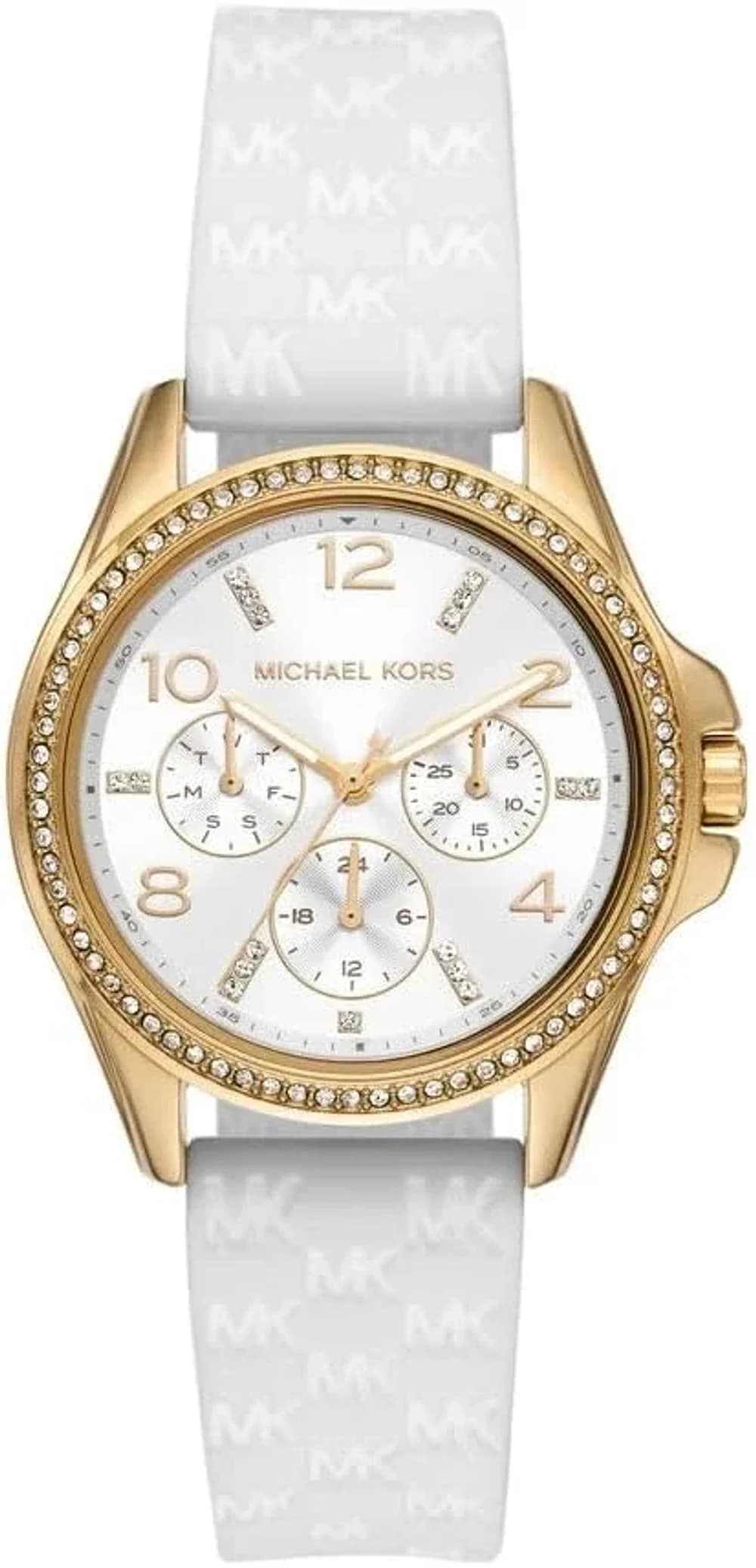 Montre femme Michael Kors Mini Pilot MK7372 cadran blanc et bracelet silicone