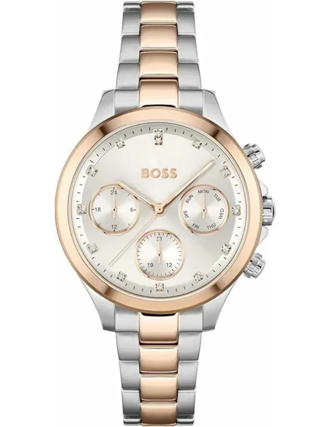 Montre Hugo Boss 1502564 en Acier Inoxydable Bi-ton Argent et Rose avec Cristaux Swarovski