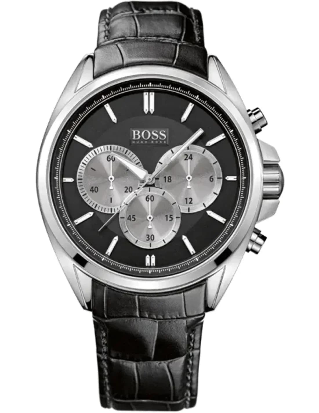 Montre Hugo Boss 1512879 Chrono Driver en Acier et Cuir Noir
