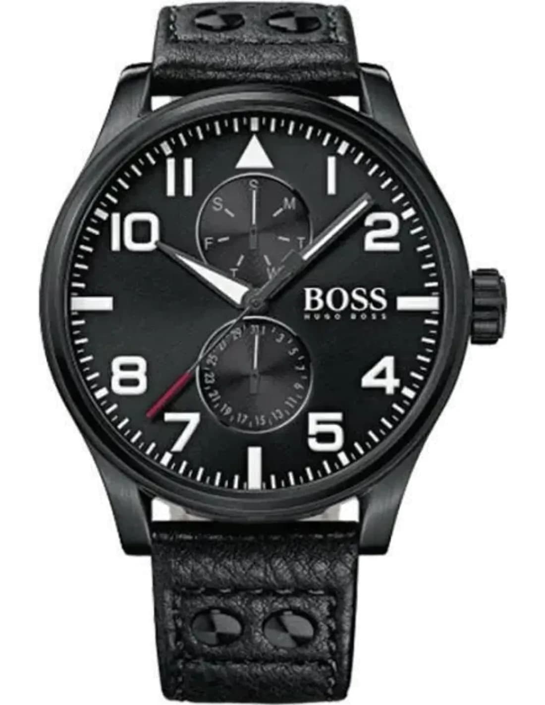 Montre Hugo Boss 1513083 Boîtier Noir 45mm et Bracelet Cuir