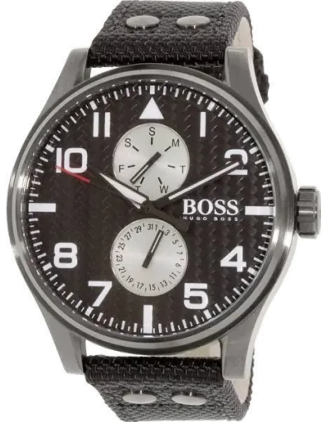 Montre Hugo Boss 1513086 Aeroliner MAXX Boîtier Bleu 50mm et Bracelet Cuir