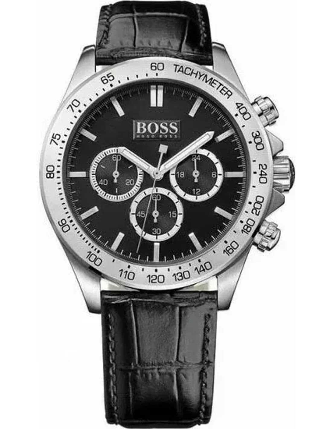Montre Hugo Boss 1513178 Bracelet en Cuir Noir Motif Crocodile
