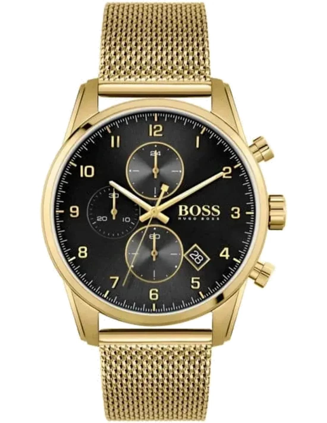 Montre Homme Hugo Boss Skymaster 1513838 bracelet maille milanaise métal doré