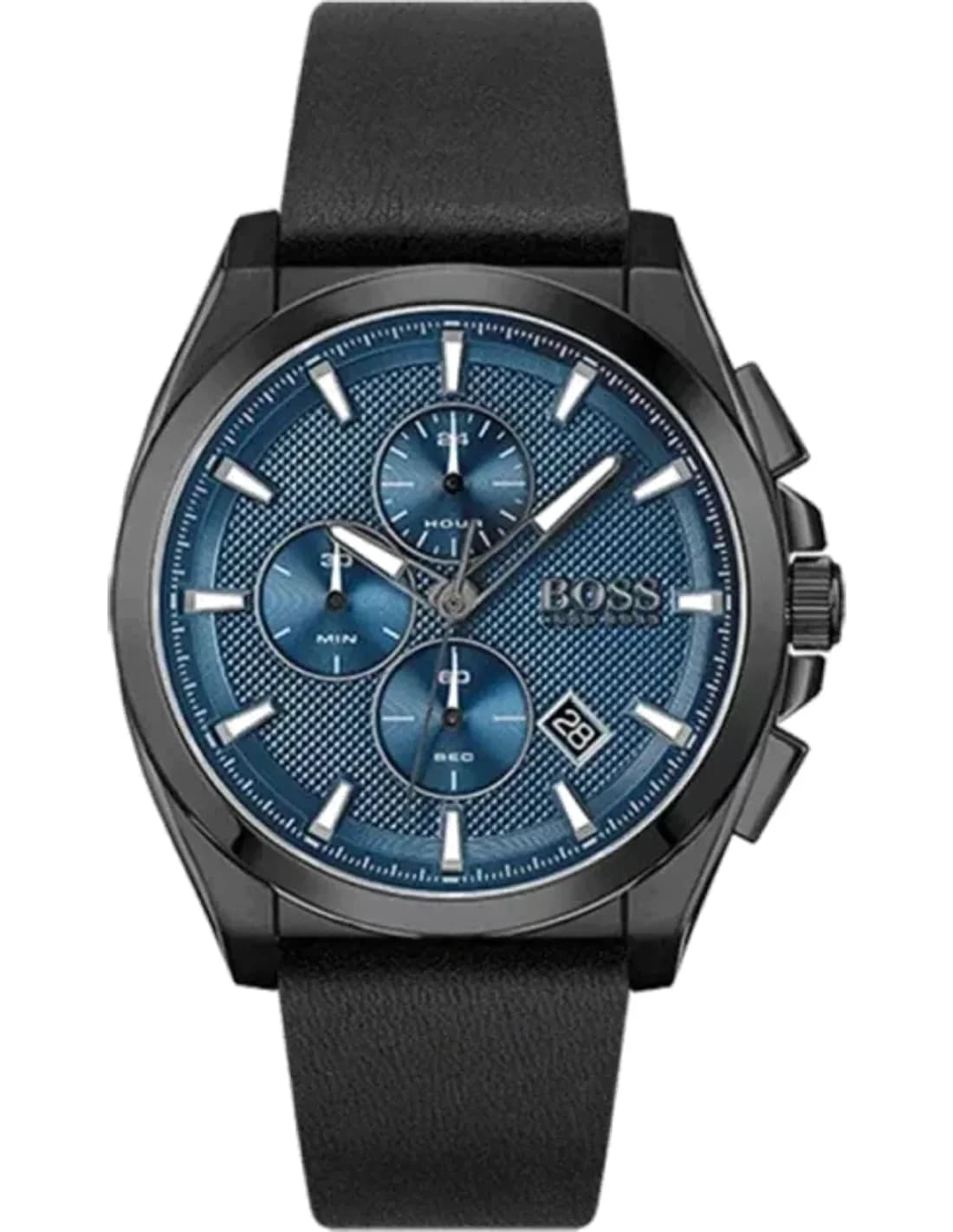 Montre Homme Hugo Boss Grandmaster 1513883 chronographe bleu cuir noir