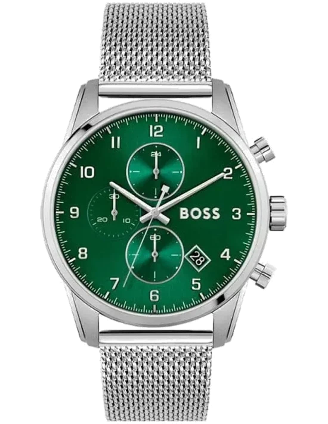 Montre Homme Hugo Boss Skymaster 1513938 cadran vert bracelet maille milanaise
