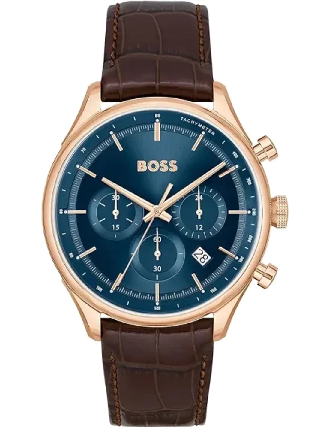 Montre Hugo Boss Sport Lux Gregor 1514050 cadran bleu bracelet cuir marron