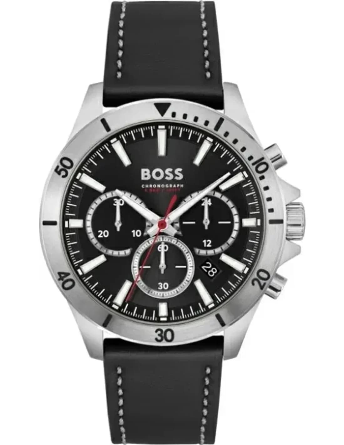 Montre Homme Hugo Boss Troper 1514055 bracelet cuir noir cadran multifonctions
