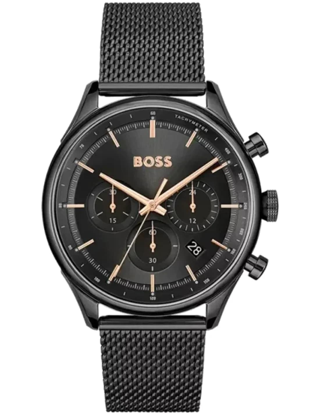 Montre Hugo Boss Gregor 1514065 cadran noir bracelet maille milanaise