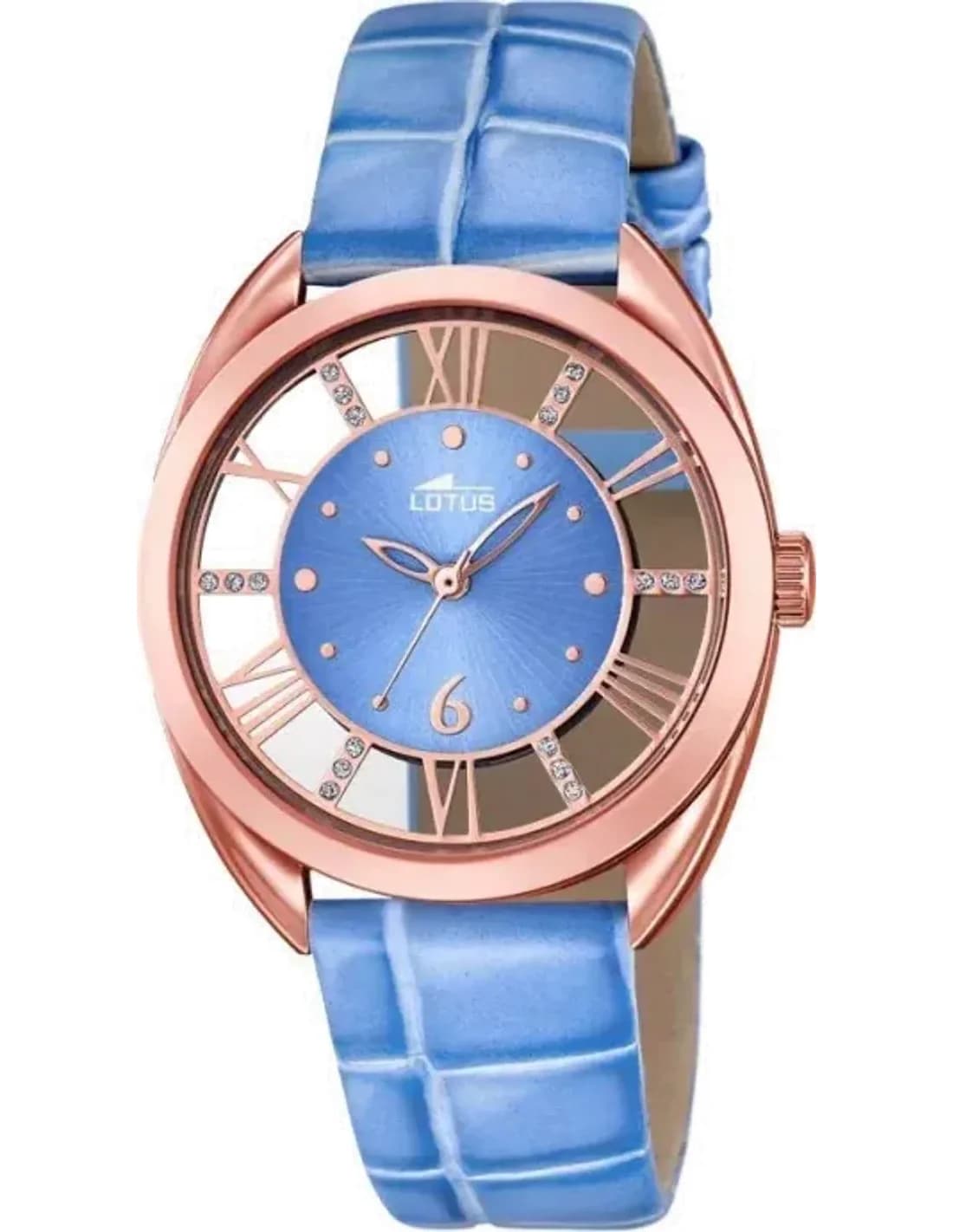 Montre Femme Lotus Trendy L18226/2 Bracelet bleu et boîtier teinte or rose