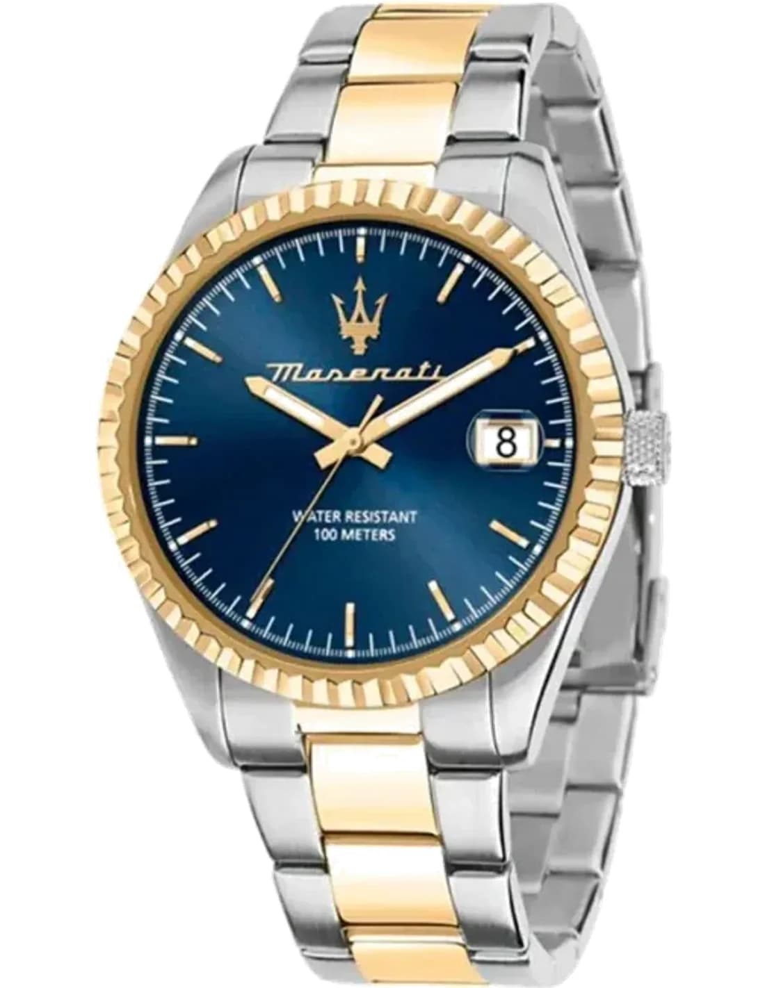 Montre Maserati R8853100027 en Acier Bicolore avec Cadran Bleu Soleillé
